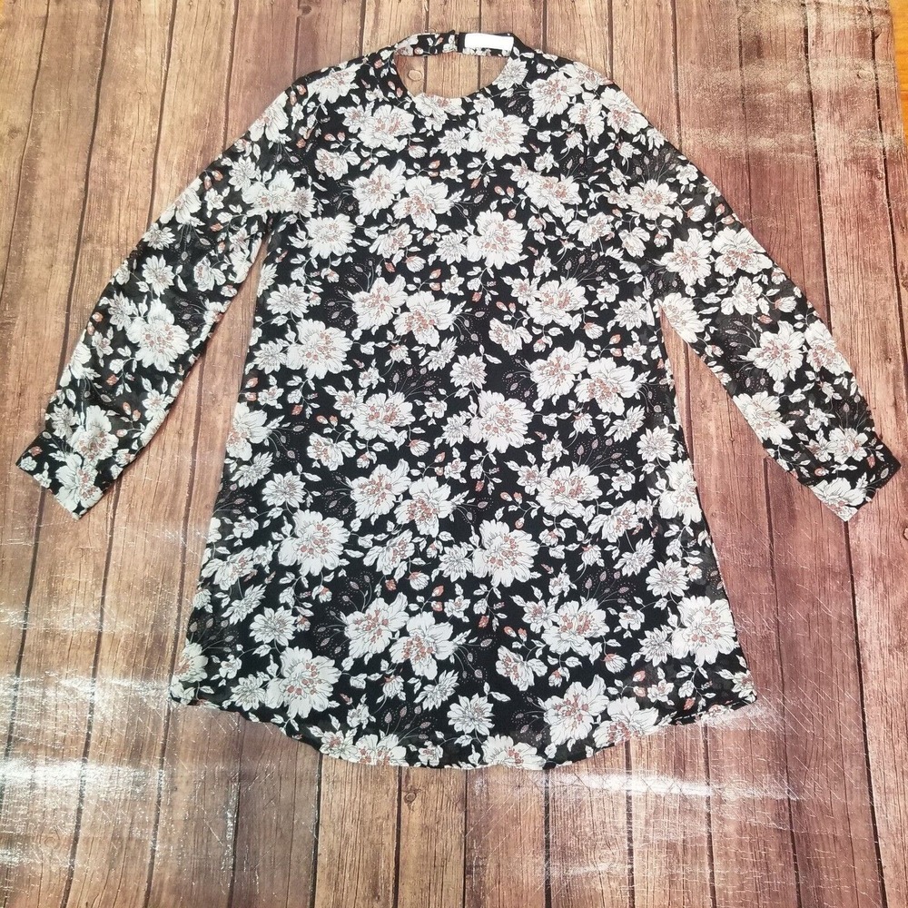 ASTR the Label Womens Dress Black Size L Large‎ Long Sleeve Halter Neck Floral
